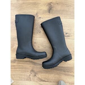 FITFLOP 6 WonderWelly Wellies Black Rubber Rain Boots Tall Womens waterproof